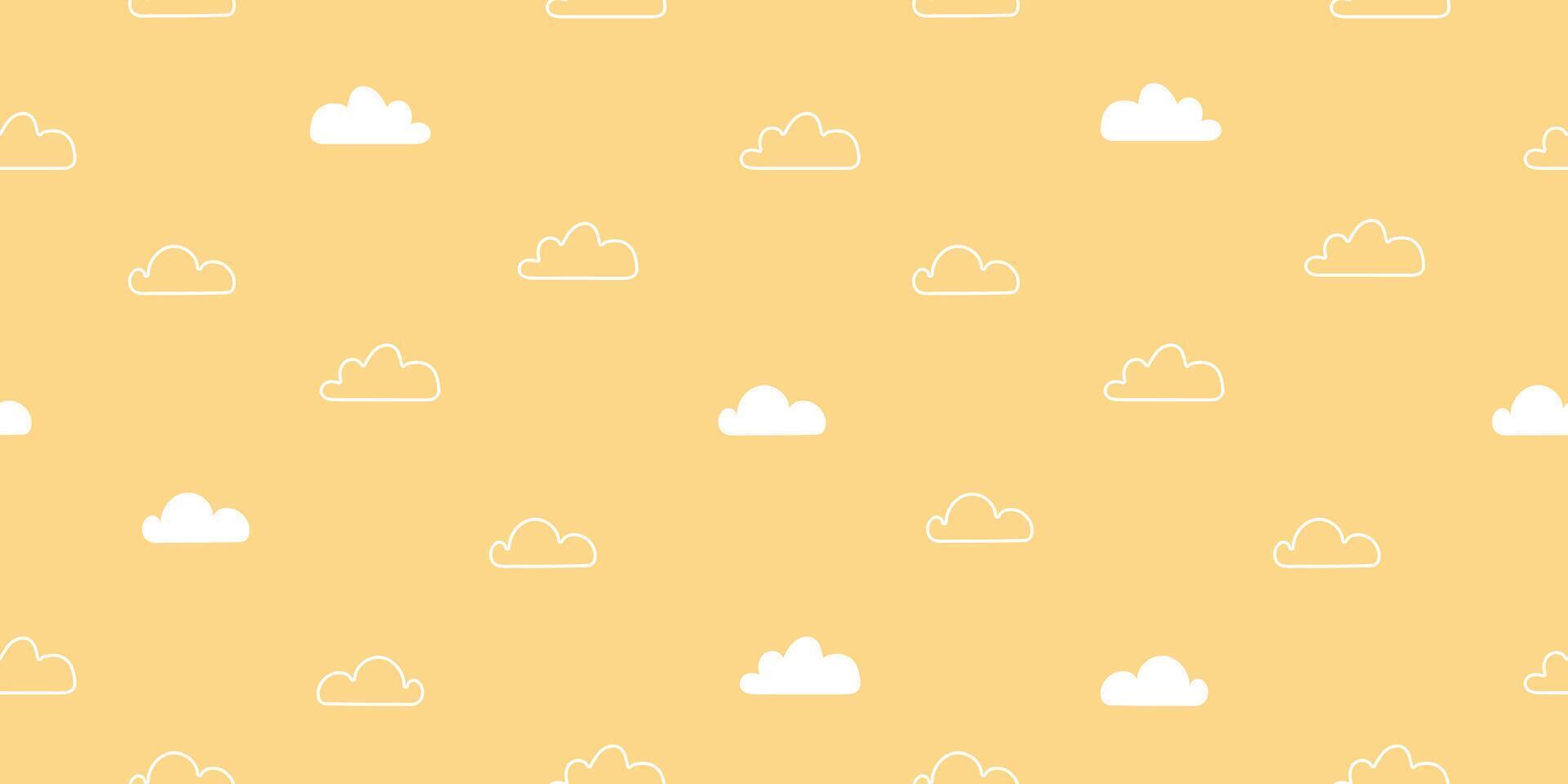 Cute clouds seamless pattern, cartoon background vector