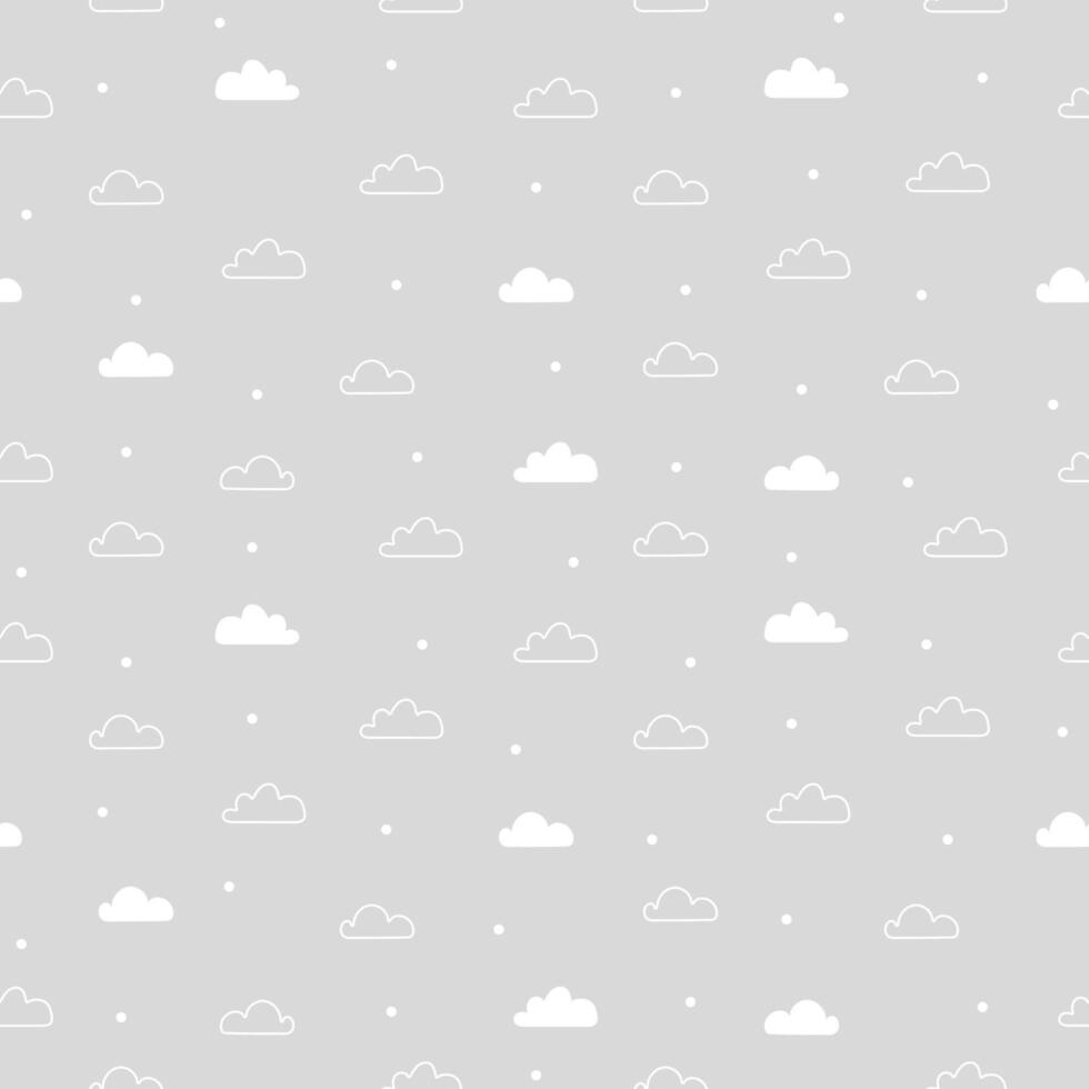 Cute clouds seamless pattern, cartoon background vector