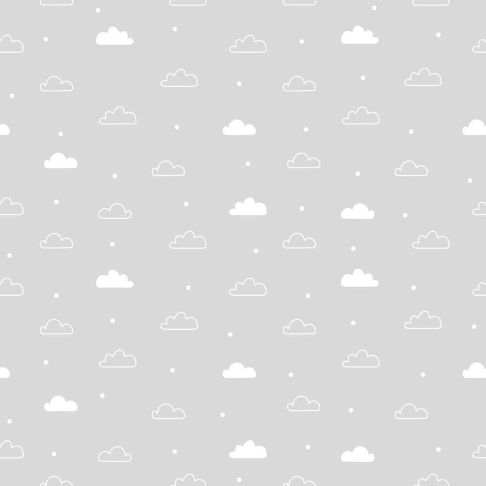 Cute clouds seamless pattern, cartoon background vector