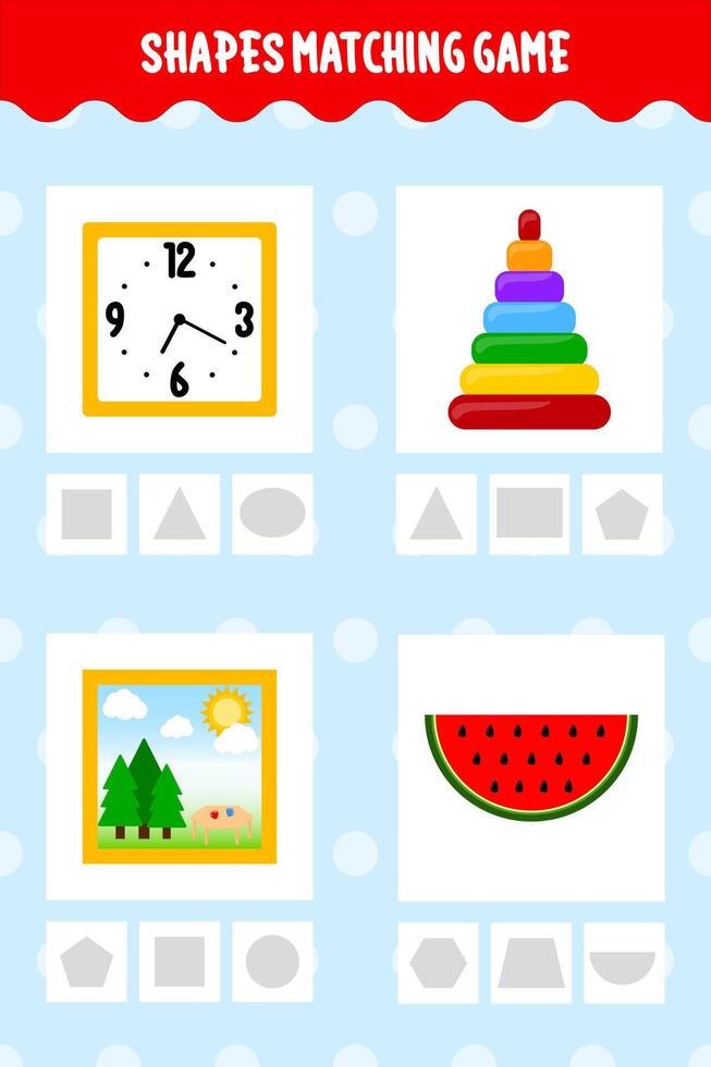 Printable Shape Matching Game Fun and Educational Interactive Learning Activity for Kids vector