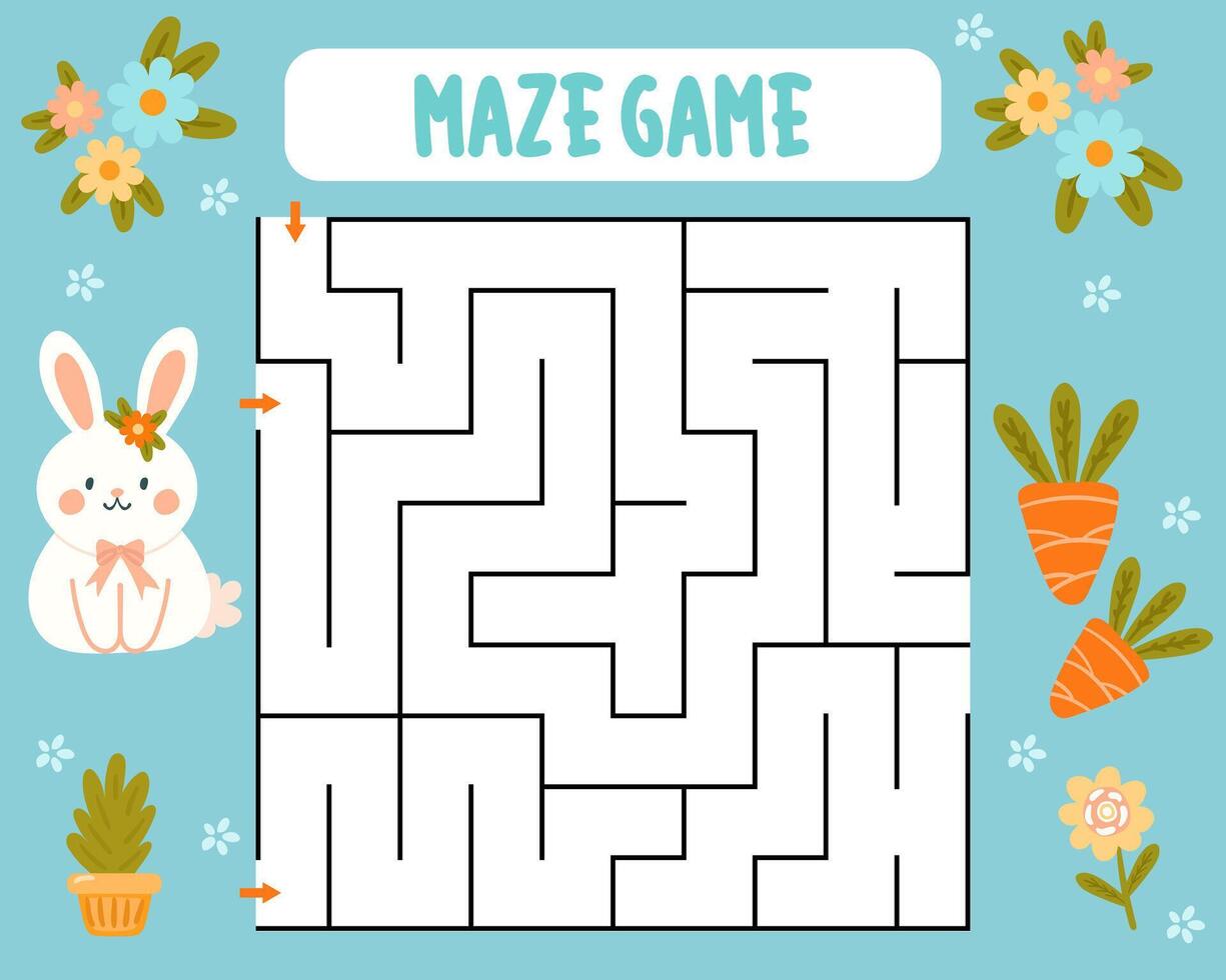 Square maze game for children puzzle for children labyrinth riddle find the right path vector