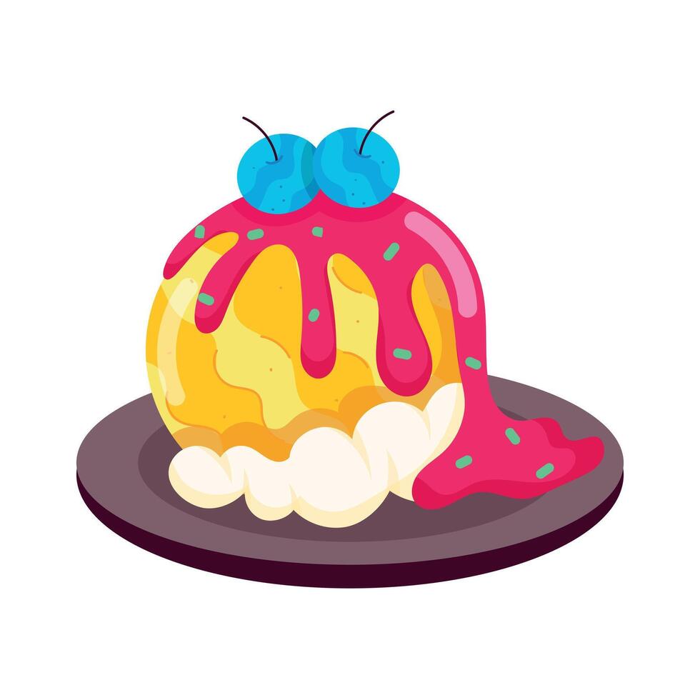 Cream Desserts Flat Style Stickers vector