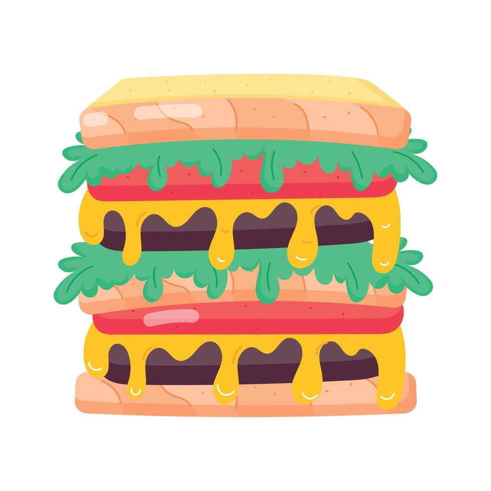 Download flat sticker of a patty burger vector