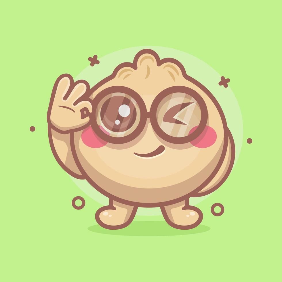 funny dim sum food character mascot with ok sign hand gesture isolated cartoon vector