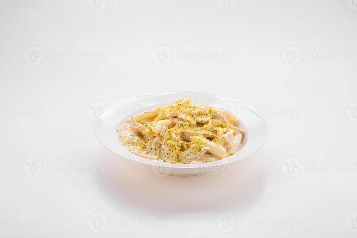 Alfredo Pasta served in a dish isolated on grey background side view of fastfood photo