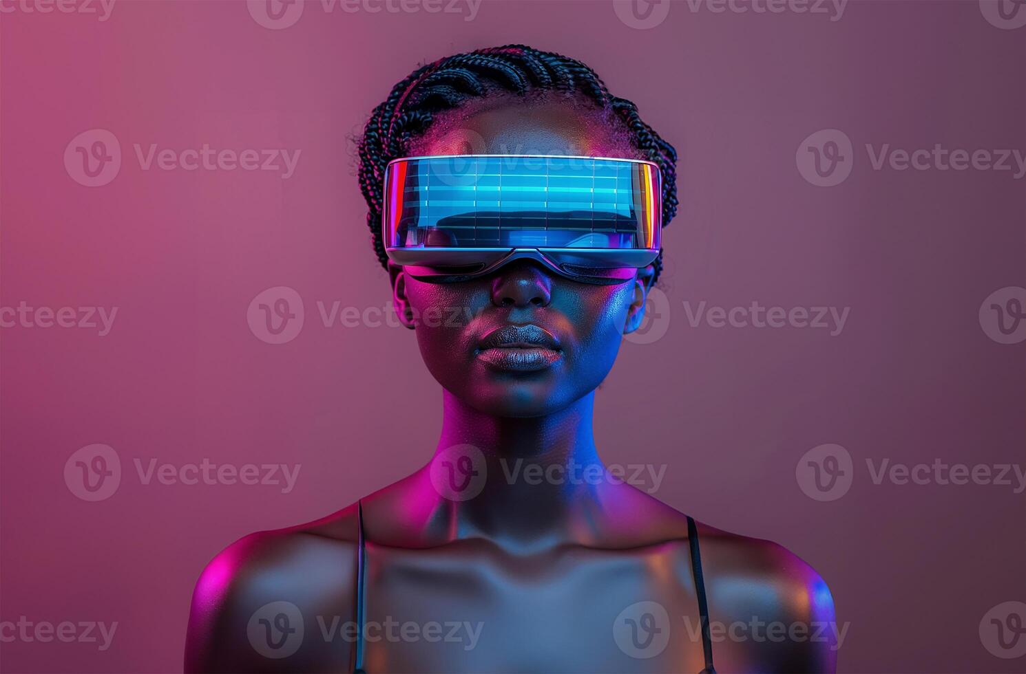 AI generated Black woman in virtual reality gear photo