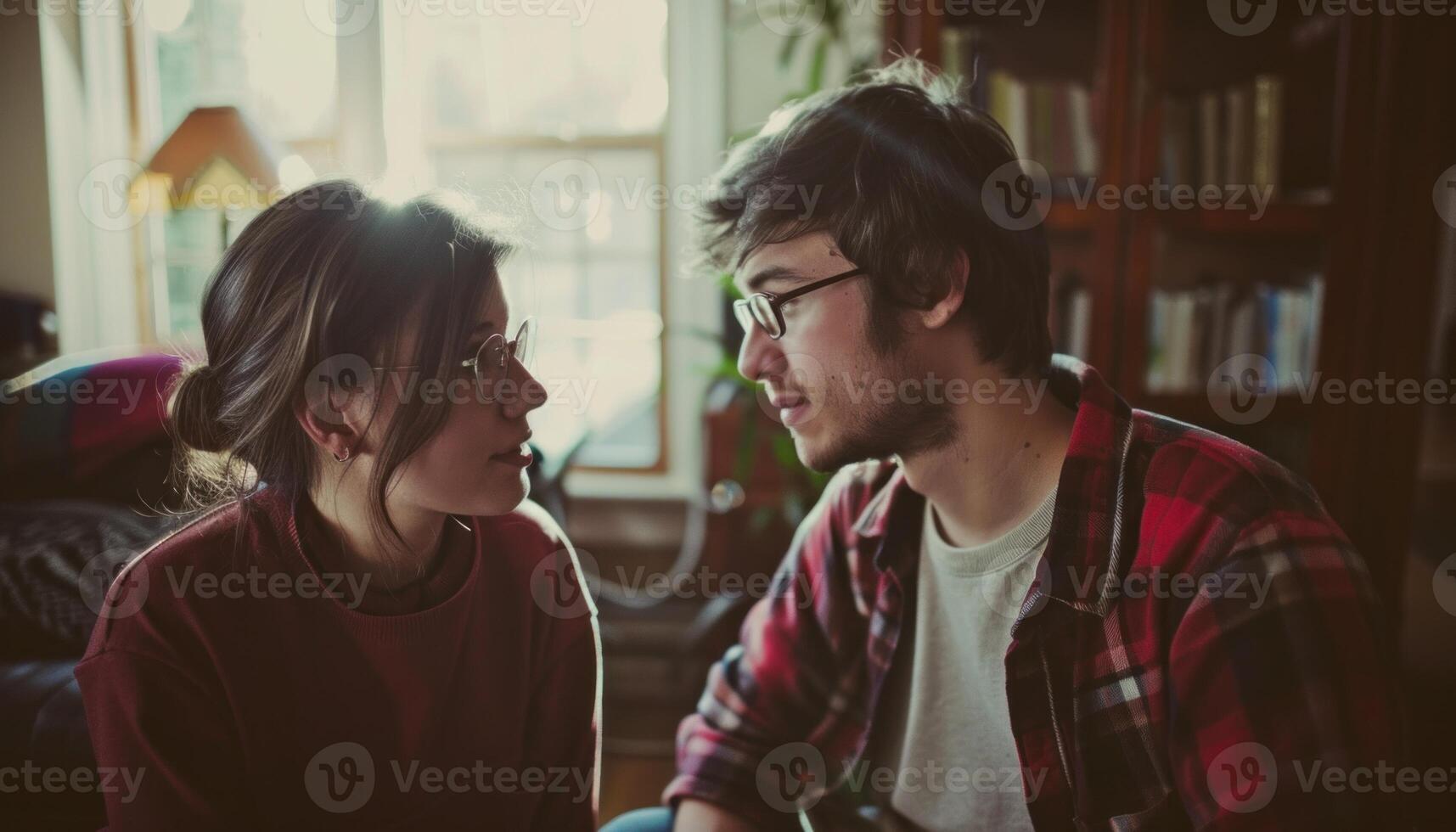 AI generated Young couple sharing an intimate moment at home photo