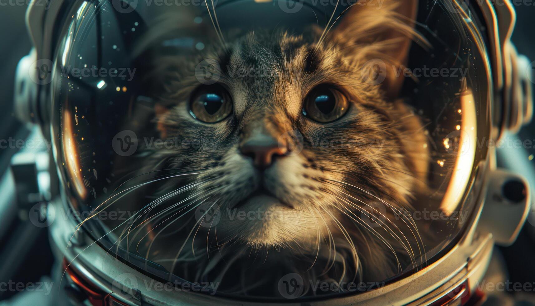 AI generated Astronaut cat in space helmet photo