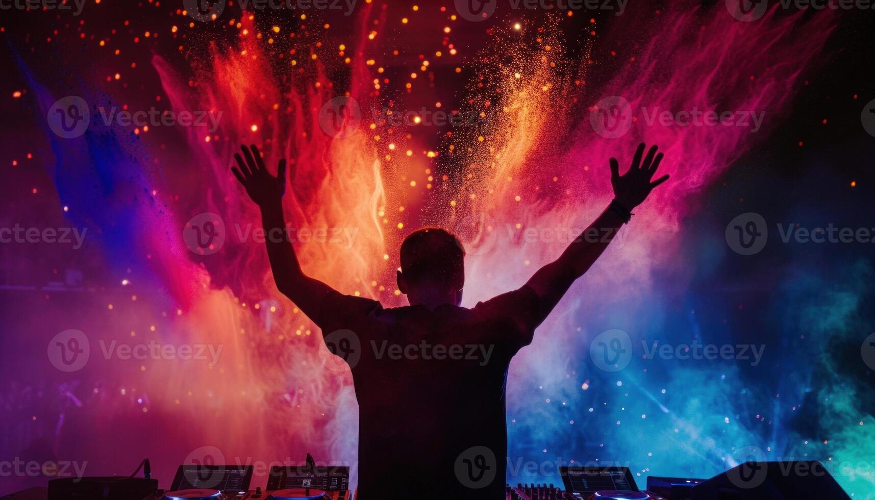 AI generated Exhilarating dj performance with vibrant stage effects photo