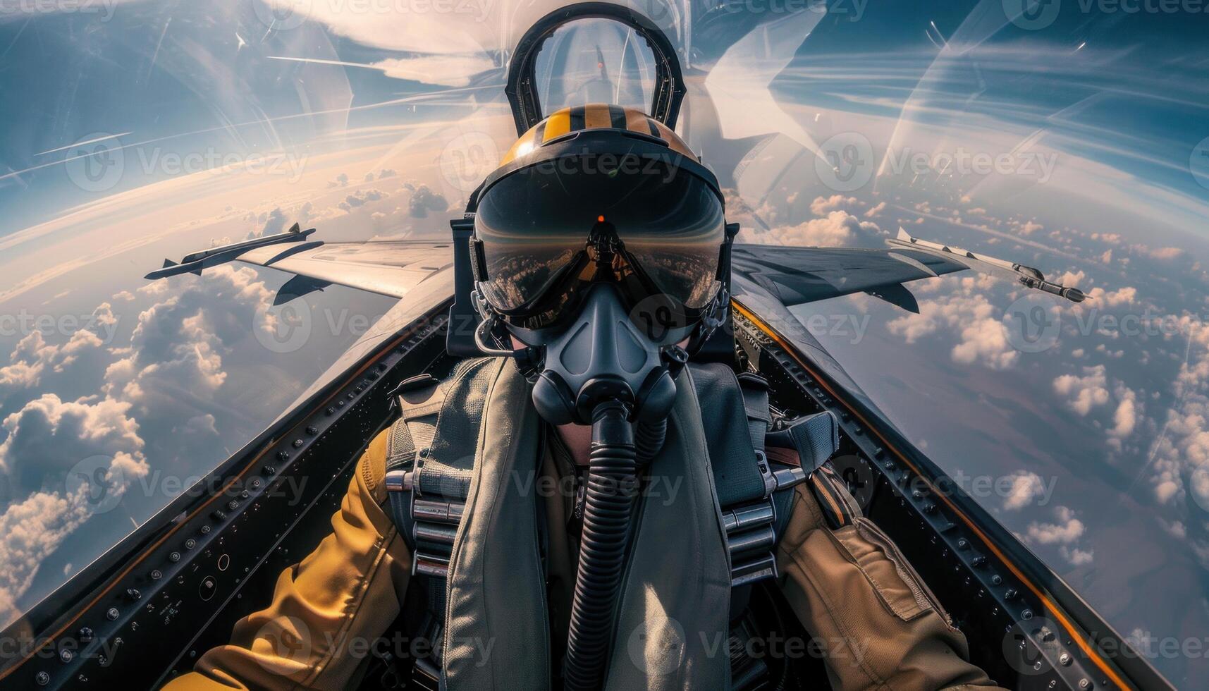 ai generado combatiente piloto en cabina aéreo ver foto