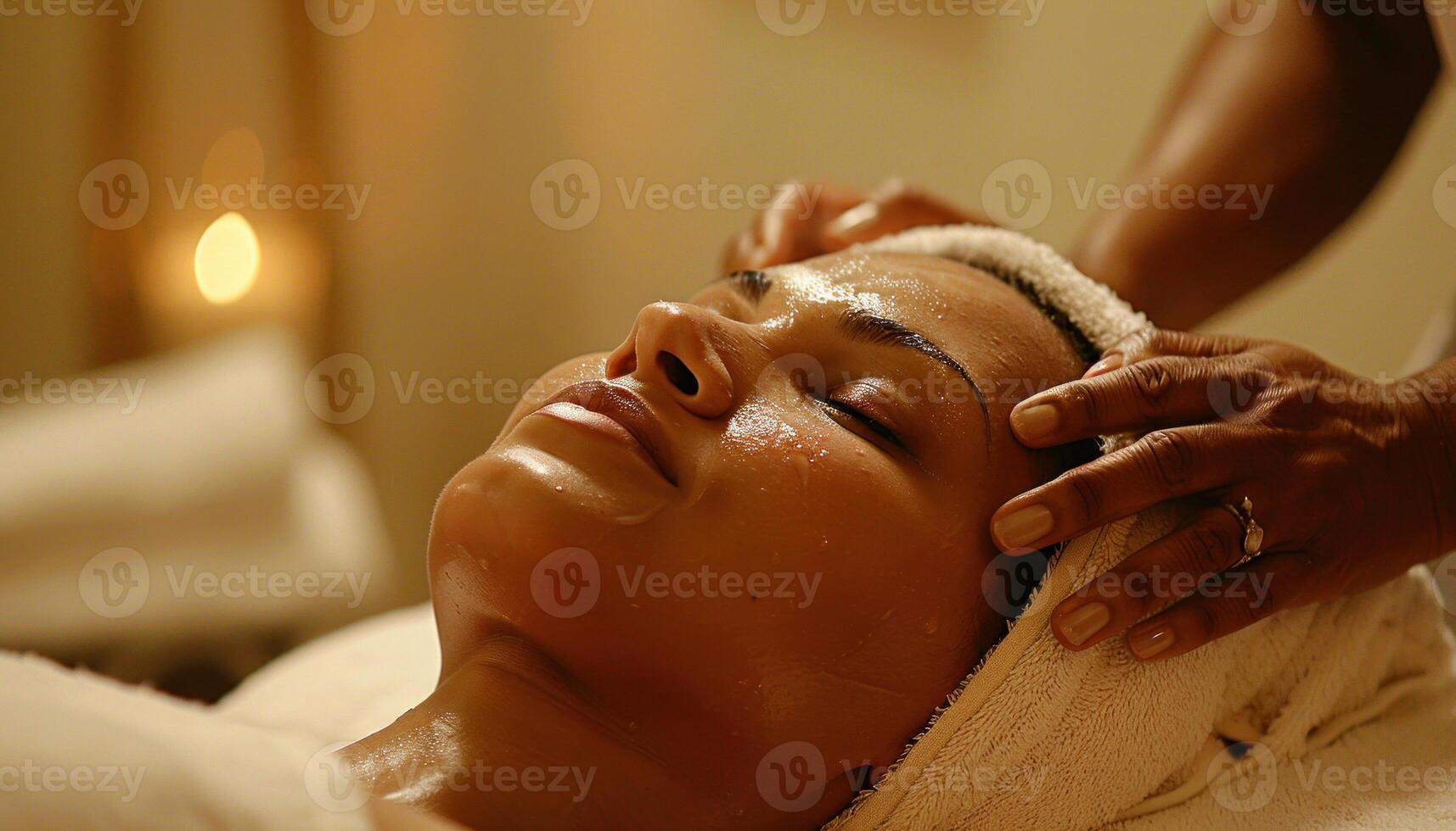 AI generated Relaxing facial treatment at spa photo