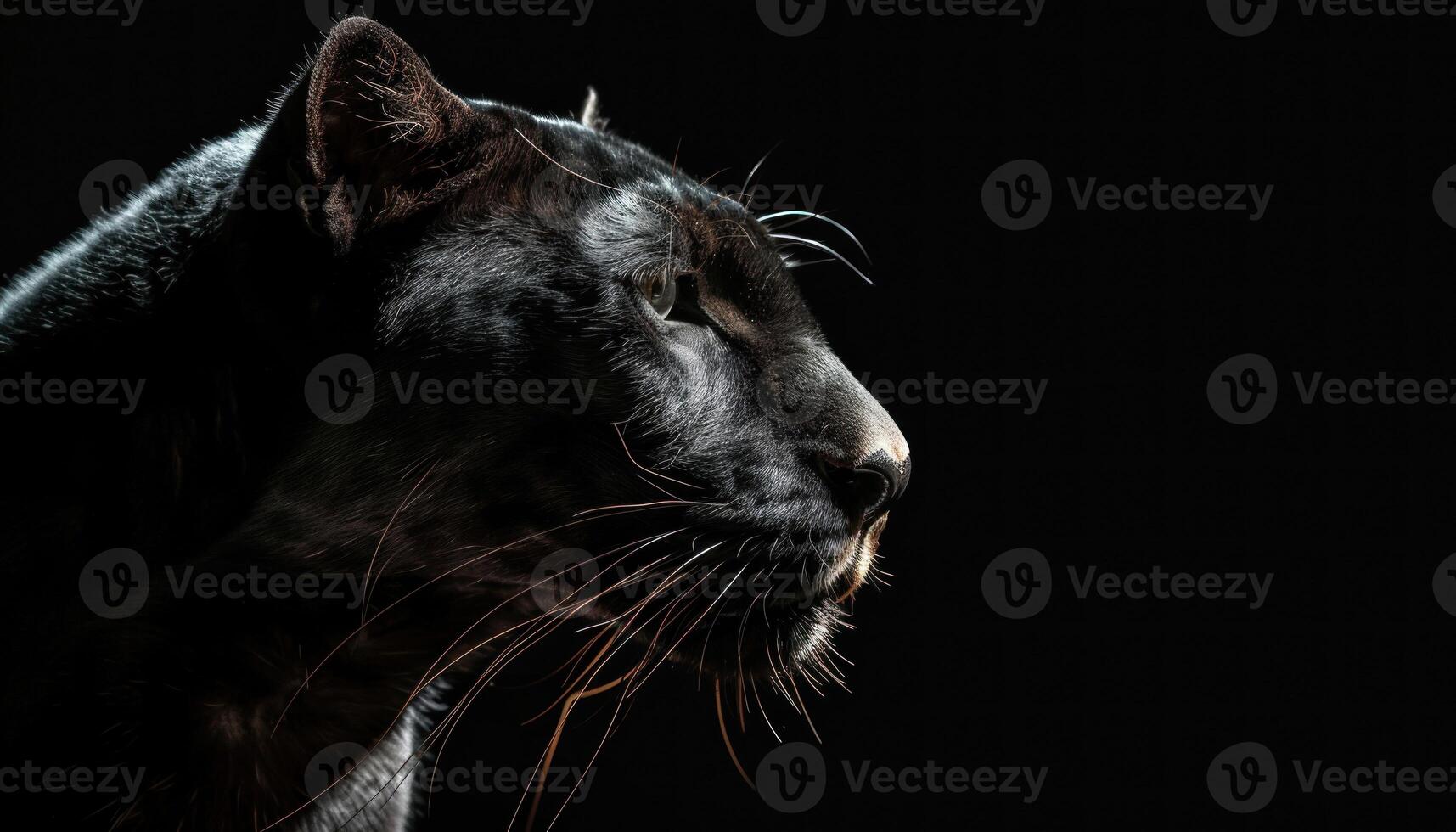 AI generated Majestic black panther portrait in low light photo