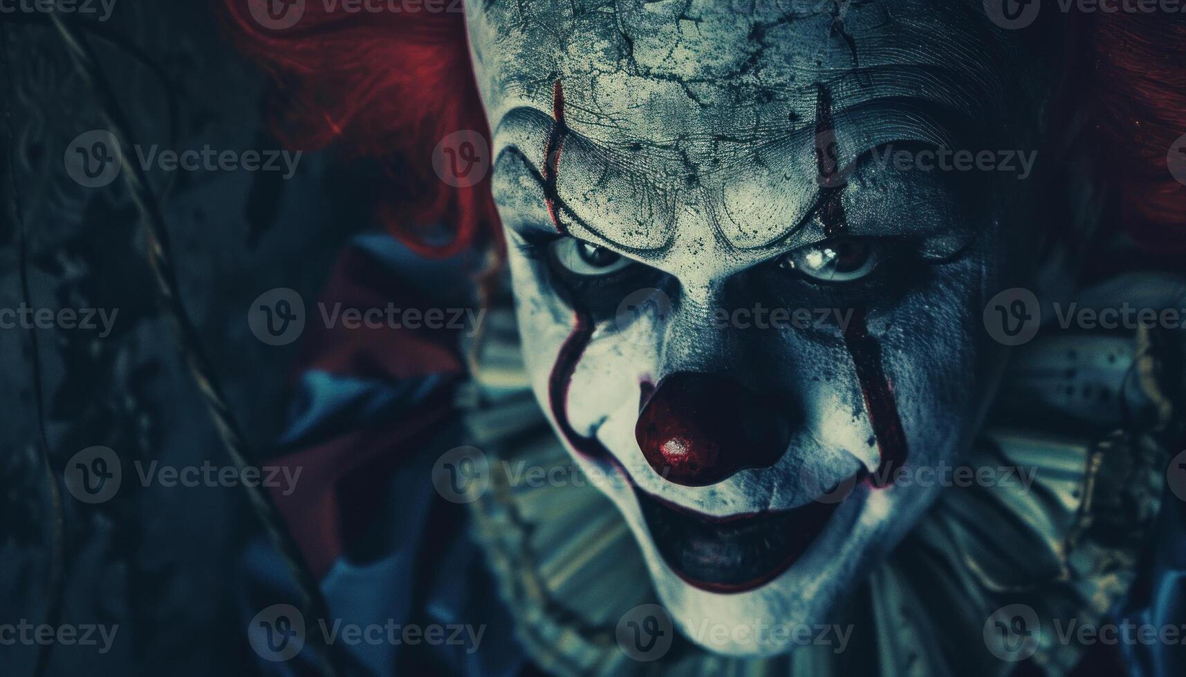 AI generated Menacing clown portrait in shadow photo