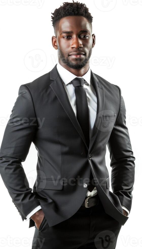 AI generated Confident businessman in stylish suit photo