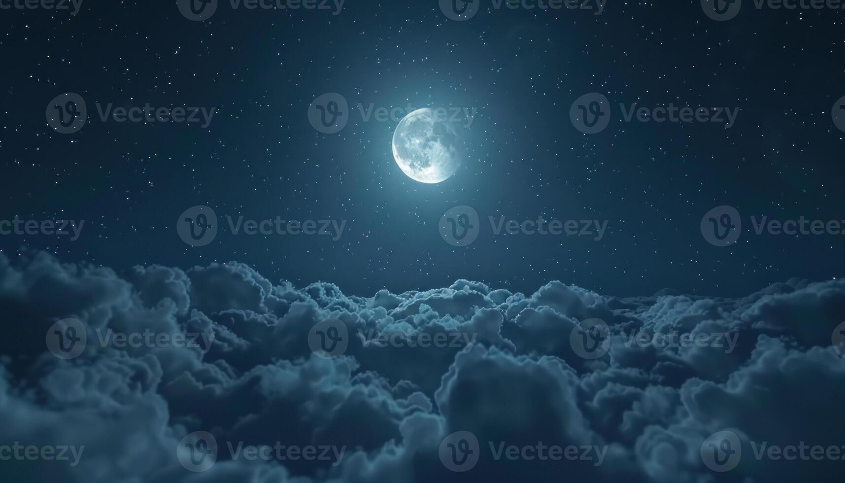 AI generated Ethereal full moon over clouds photo