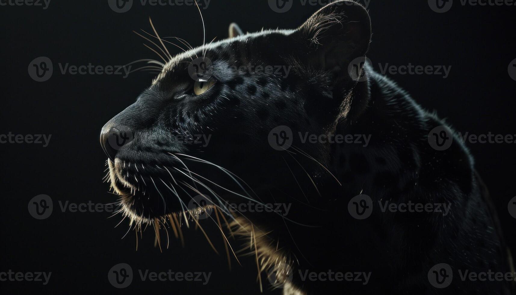 AI generated Majestic black leopard in profile photo