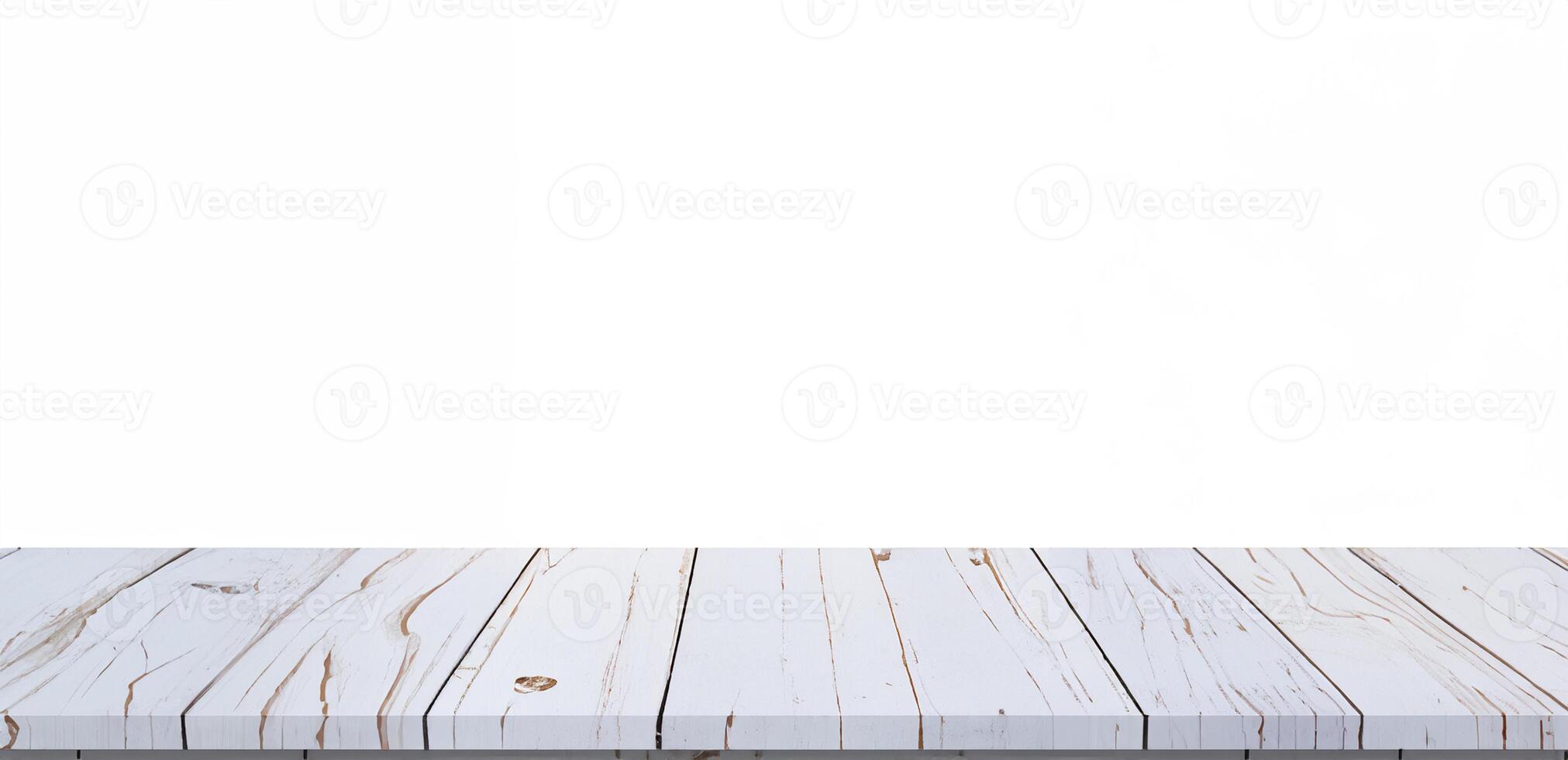 Blank Canvas, White Wood Table Display with Copy Space photo