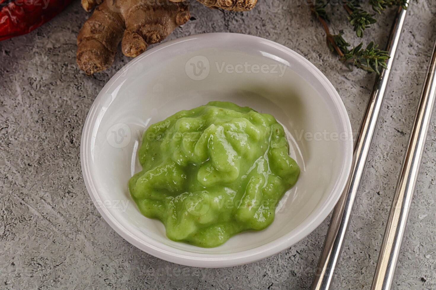 Green organic asian Wasabi seasoning photo
