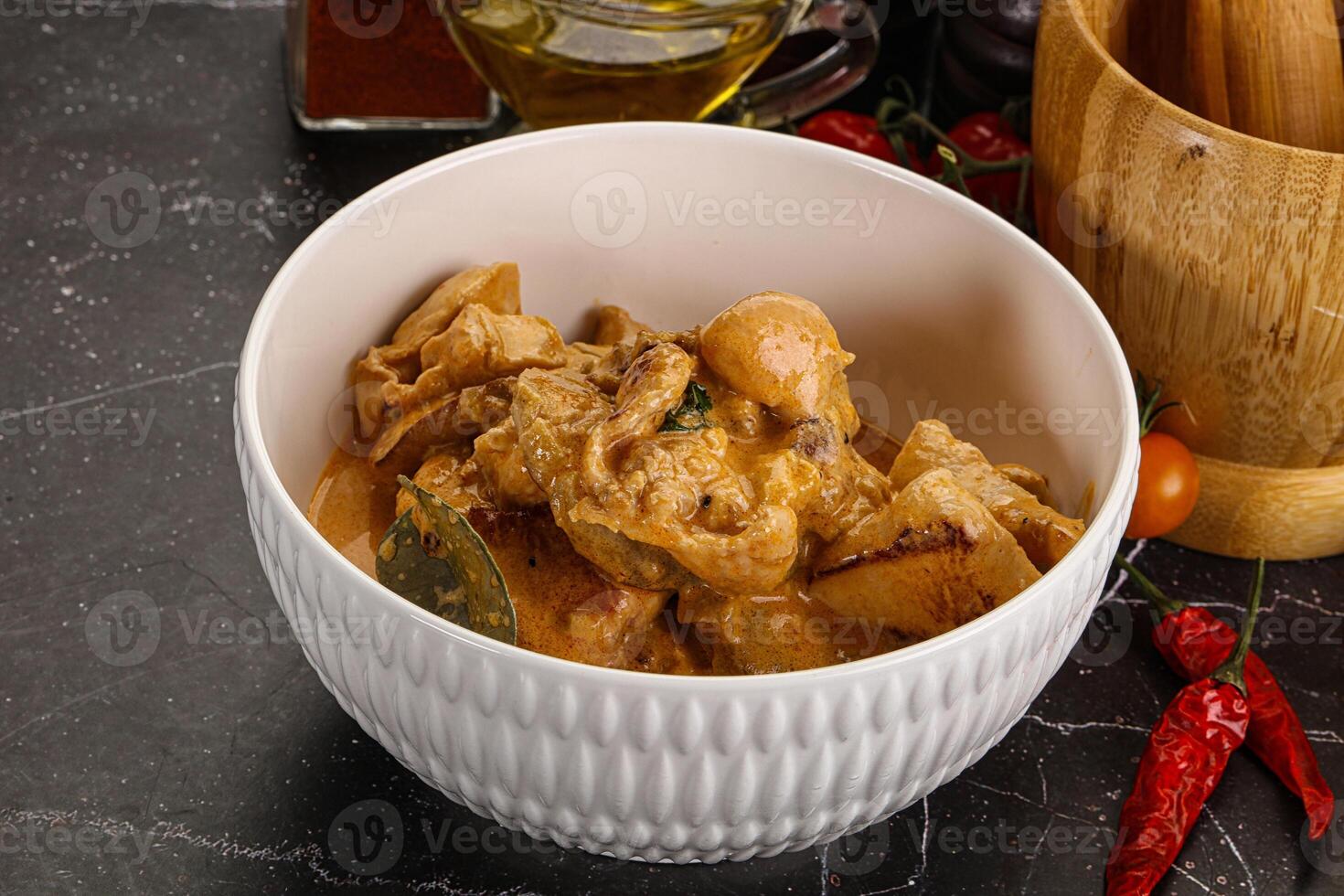 Thai Tom yum soup with chicken photo
