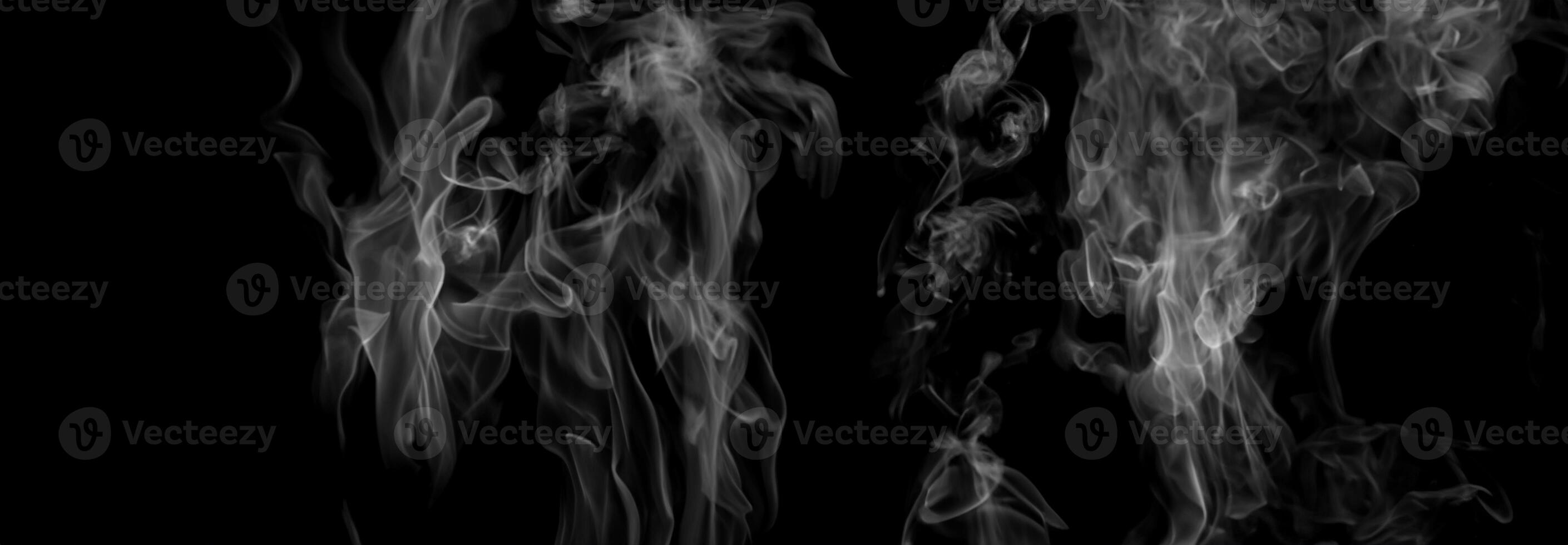 Surrealistic Composition, White Smoke and Abstract Lines Dancing in Darkness. photo