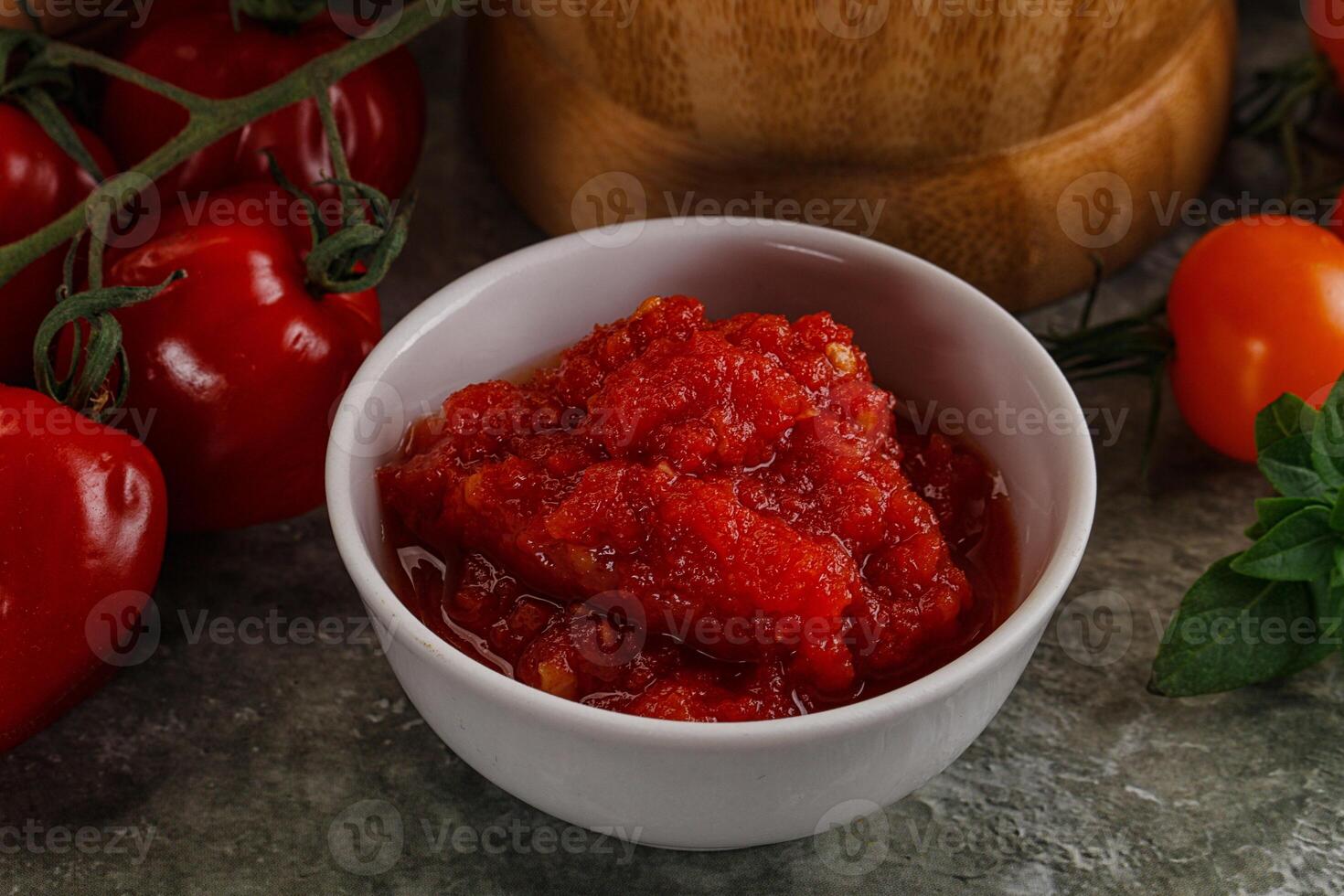 Fresh tomato puree pasta sauce photo