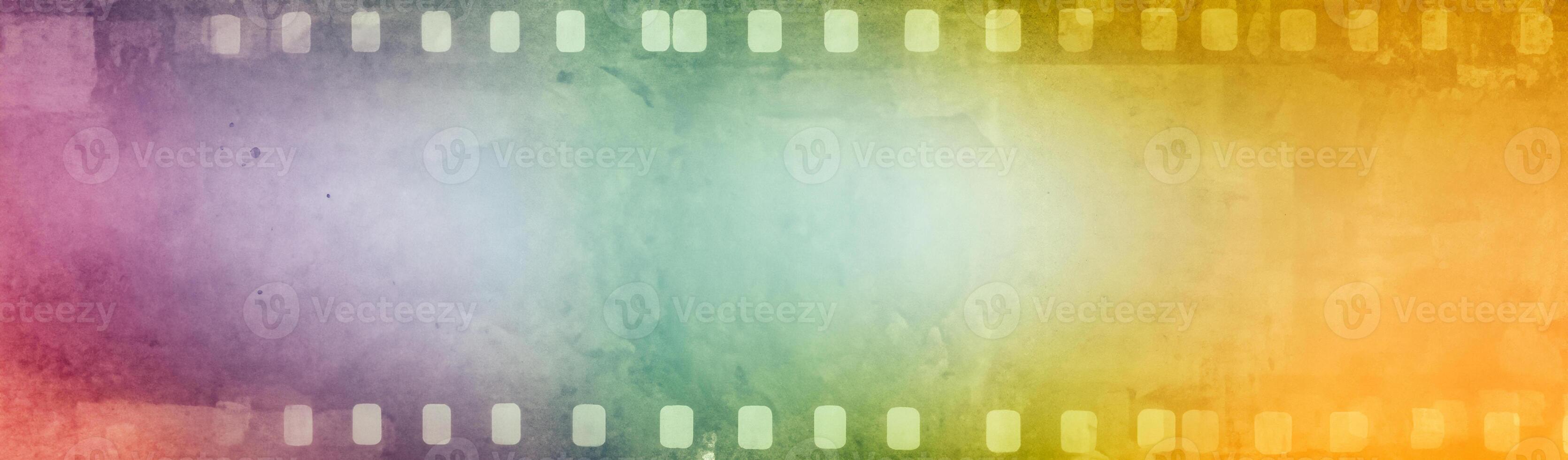 Dynamic Array of Film Negative Frames on Vibrant Background. photo