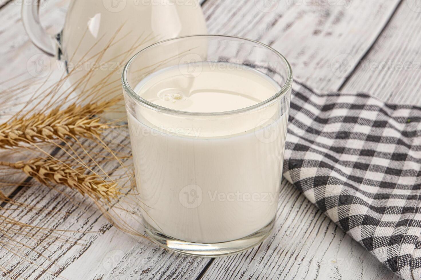 Organic milk in the glass photo