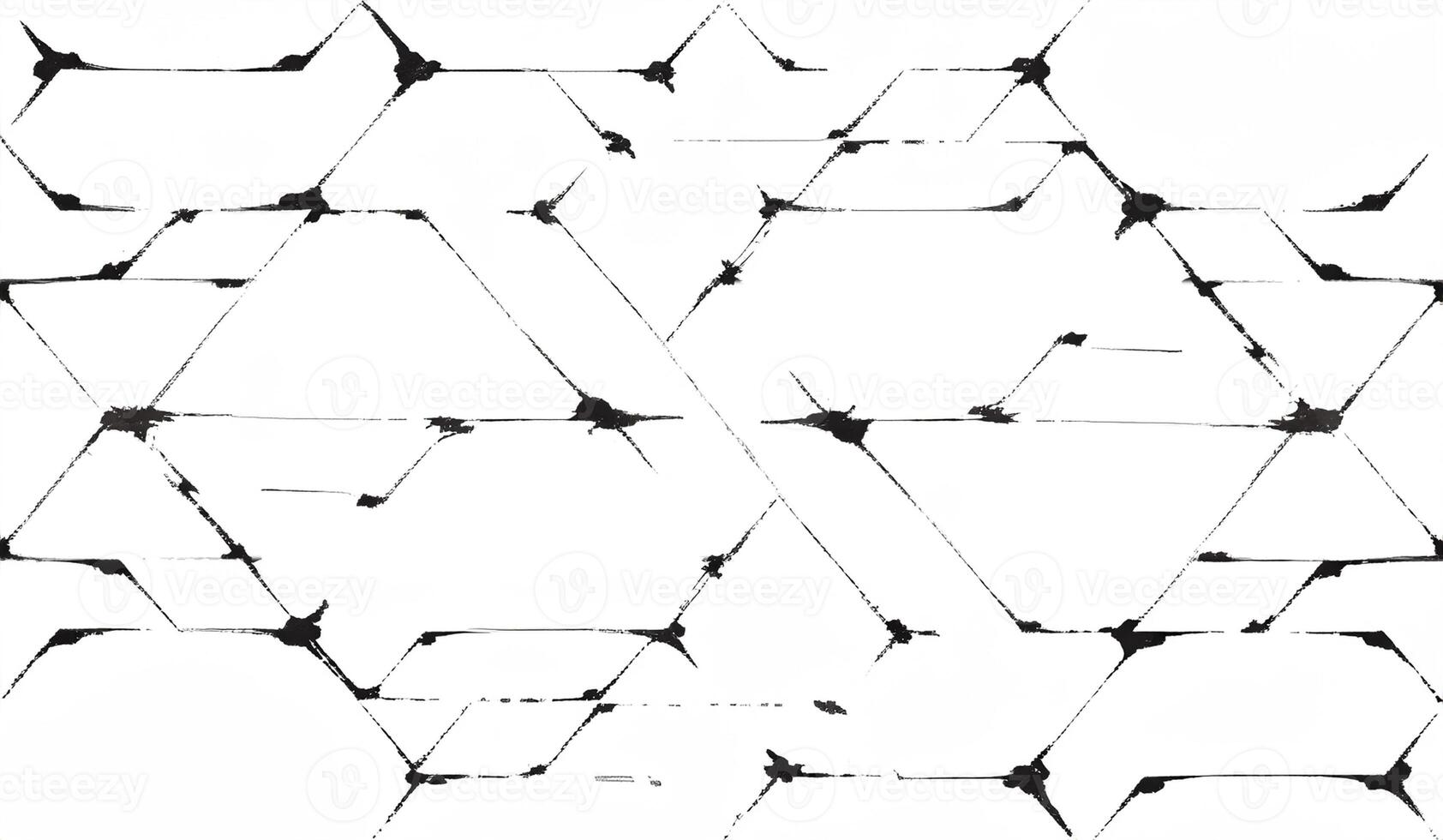 Monochrome Geometric Composition, Abstract Texture Over Distressed Grunge Background. photo