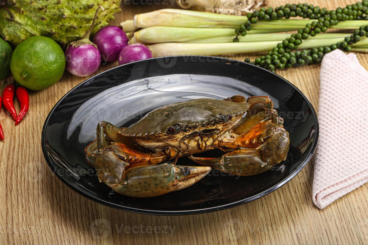 Delicous fresh raw uncooked crab photo
