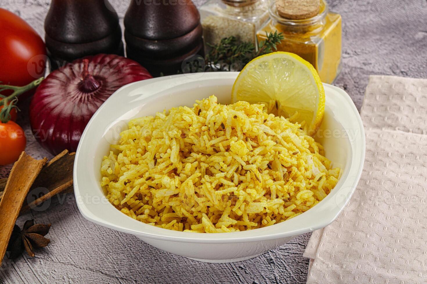 Indian cuisine lemon basmati rice photo