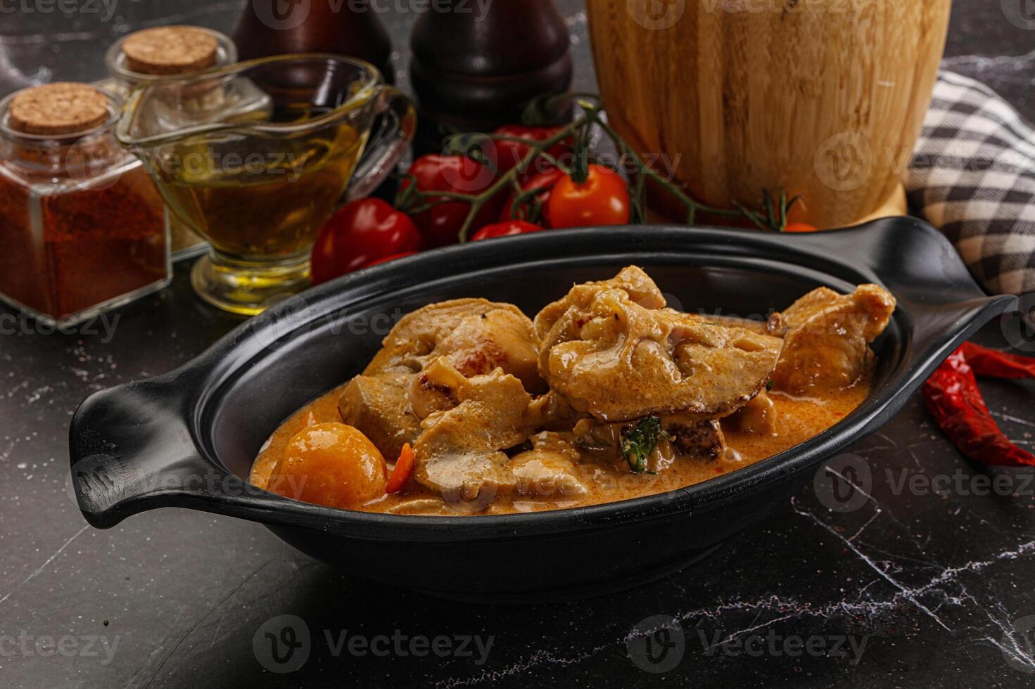 Thai Tom yum soup with chicken photo