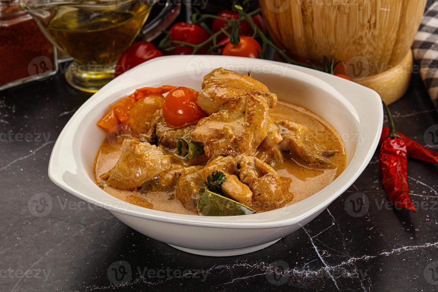 Thai Tom yum soup with chicken photo