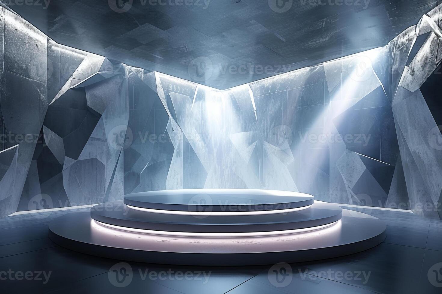 AI generated A podium featuring minimalist forms and sleek photo