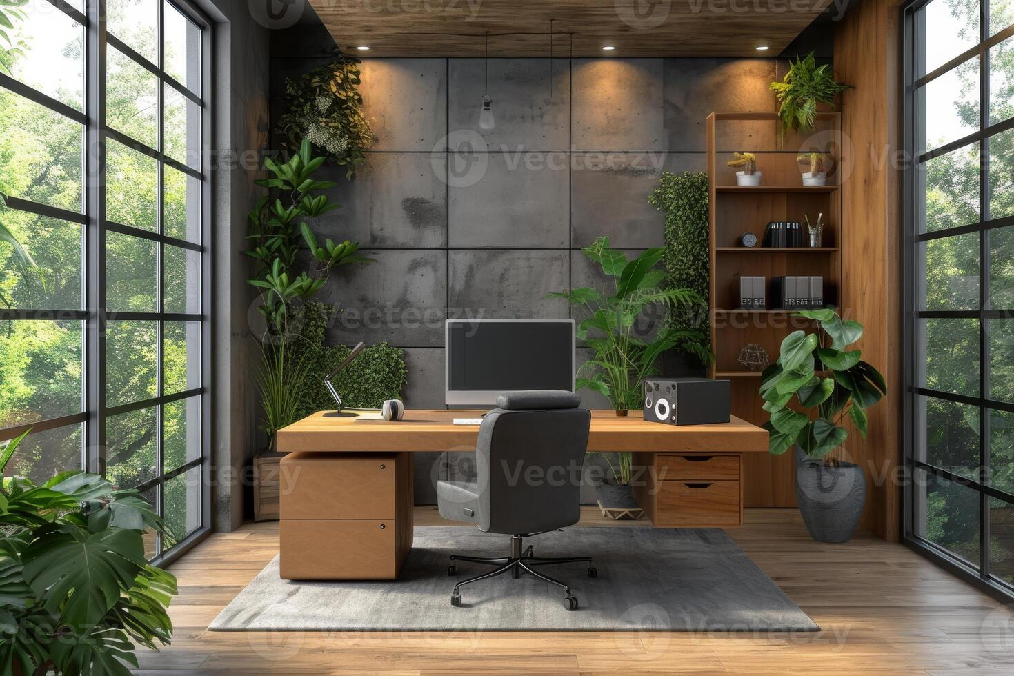 AI generated A sustainable home office space photo