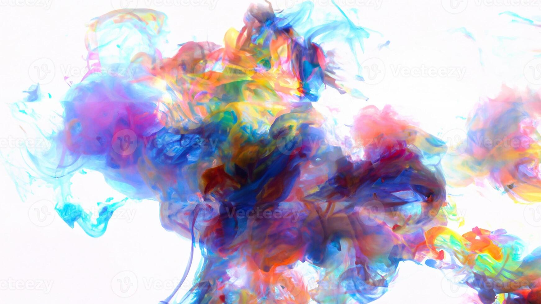 Vibrant Abstract, Colorful Paint Droplets in Aqueous Solution. photo