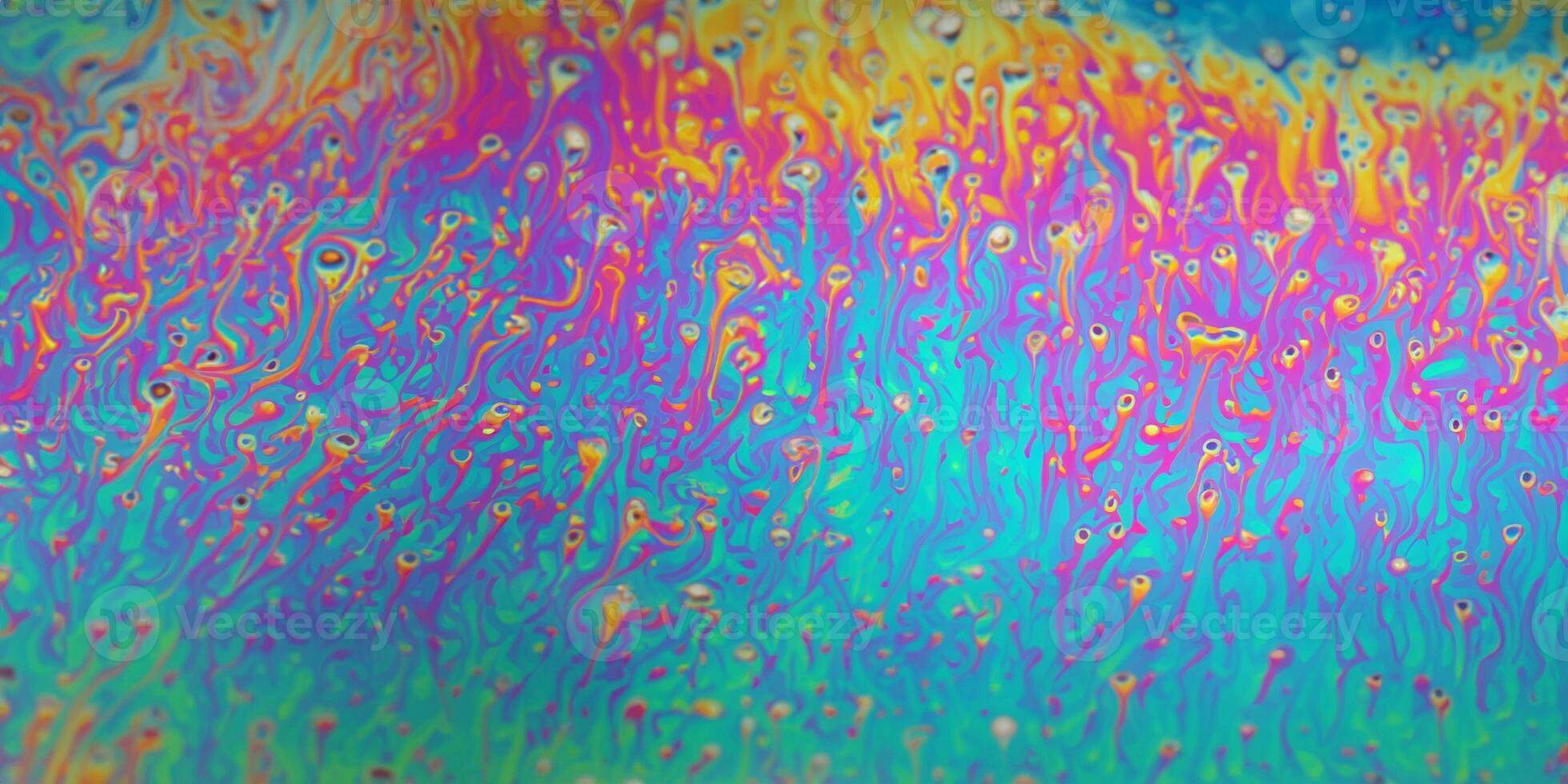 Vibrant Soap Bubble Floating in Psychedelic Ambiance, Abstract Liquid Colors and Textures. photo