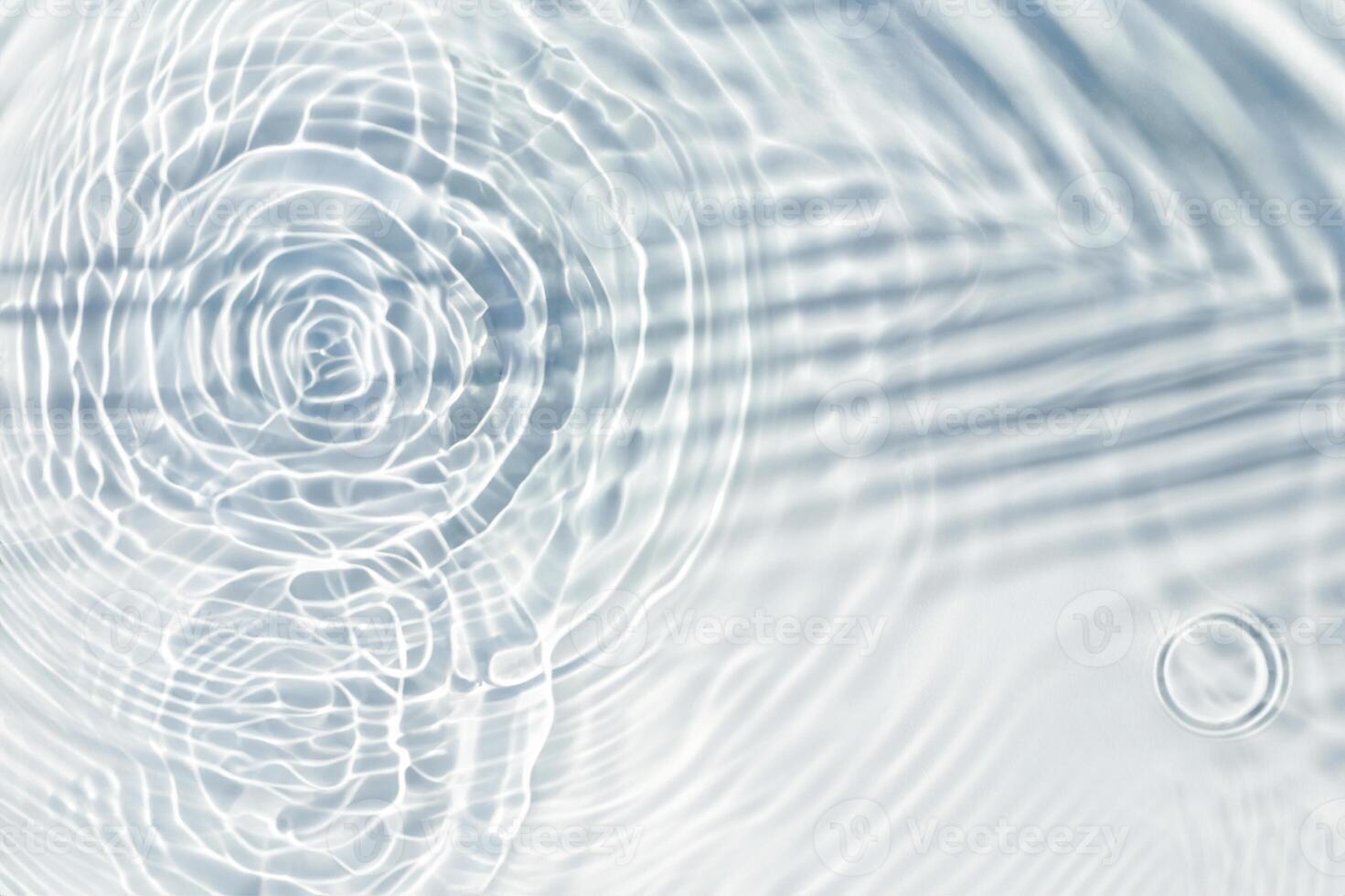 Tranquil Top View, Raindrops on Water Surface with Palm Leaf Silhouette. photo