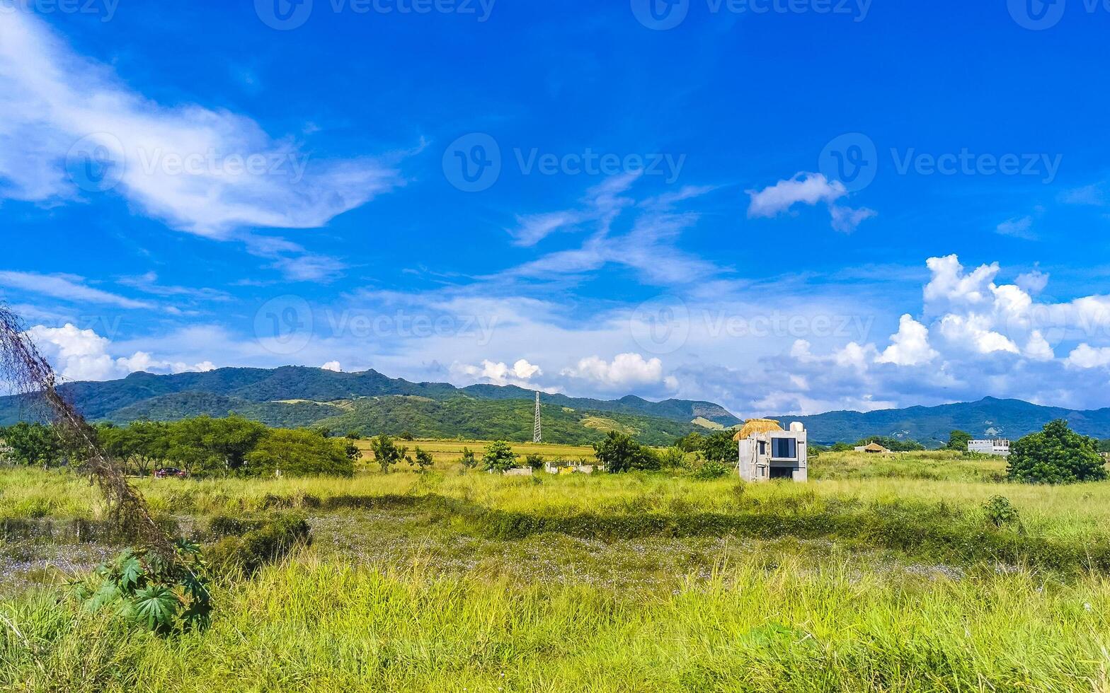Drive past the tropical jungle mountains and countryside Mazunte Mexico. photo