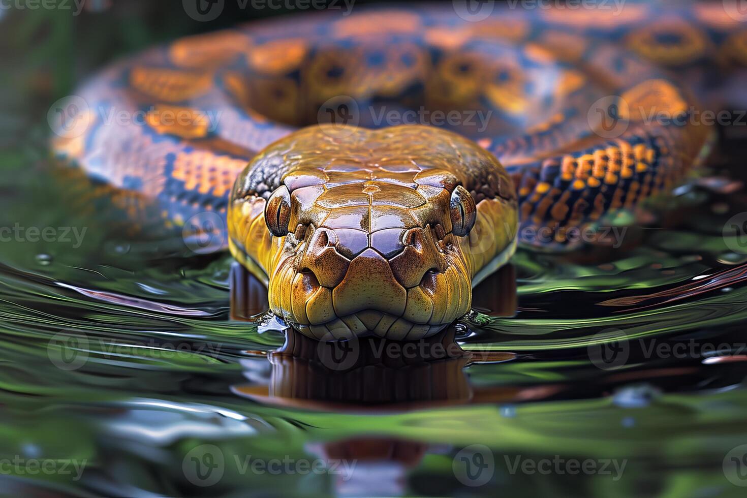 ai generado intimidante anaconda serpiente cabeza. generar ai foto