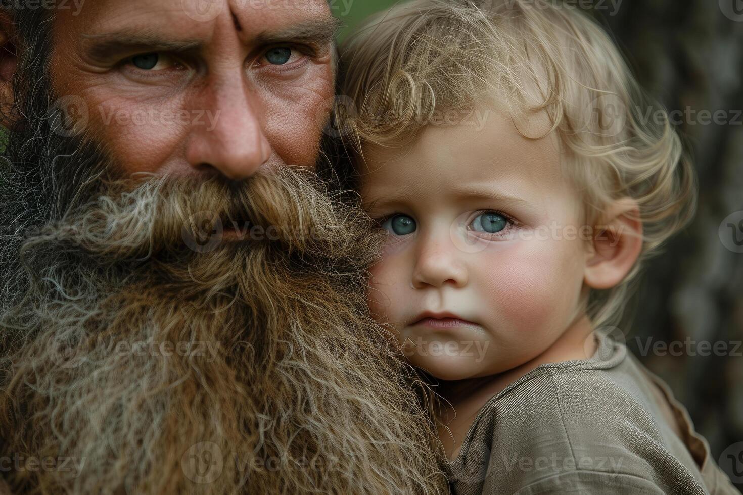 ai generado barbado hombre con niño. generar ai foto