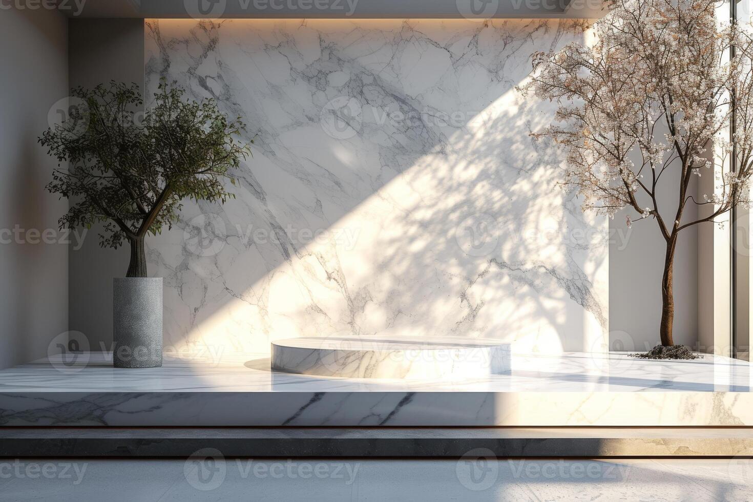 AI generated A minimalist podium with a focus on elegance and refinement photo
