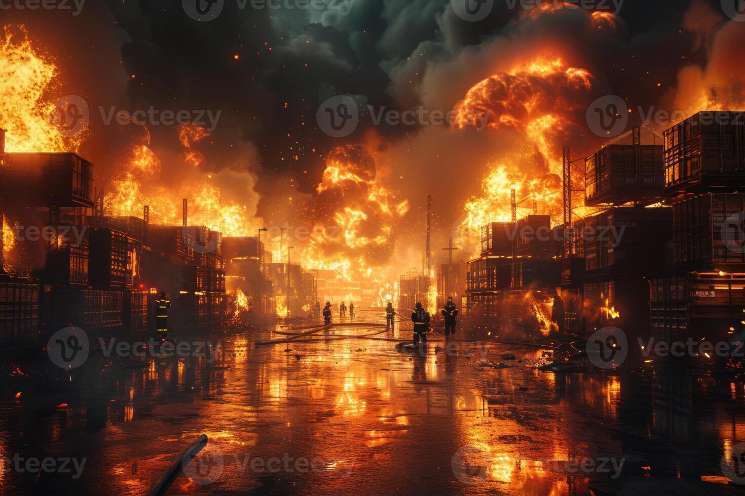 AI generated Building Caught in Flames photo