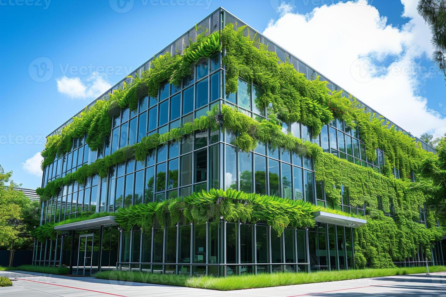 AI generated An eco office building with a focus on healthy indoor air quality photo