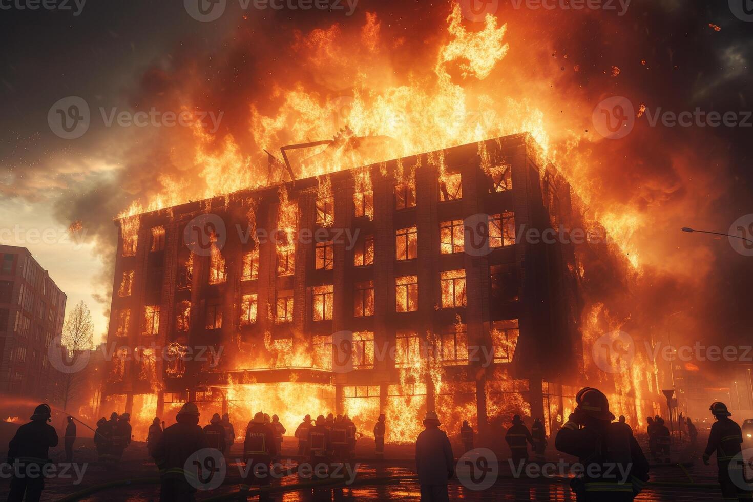 AI generated Building Caught in Flames photo