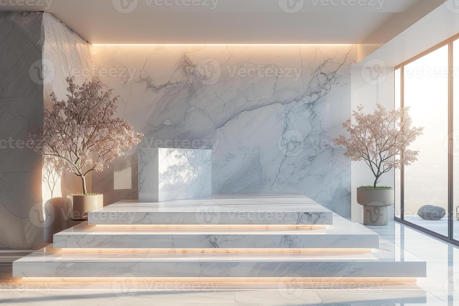 AI generated A minimalist podium with a modern twist photo