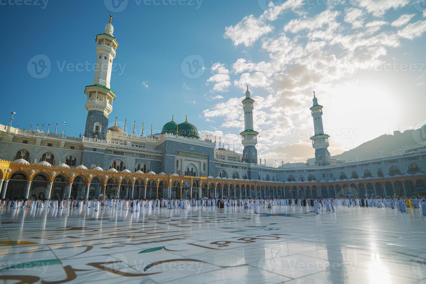 A large group of people are gathered in a large building with a green dome photo