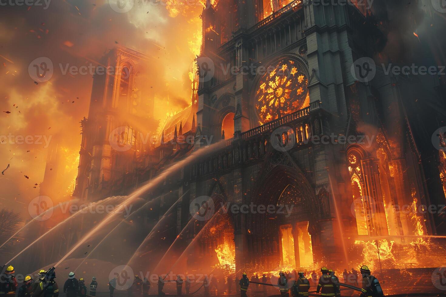 AI generated Building Caught in Flames photo
