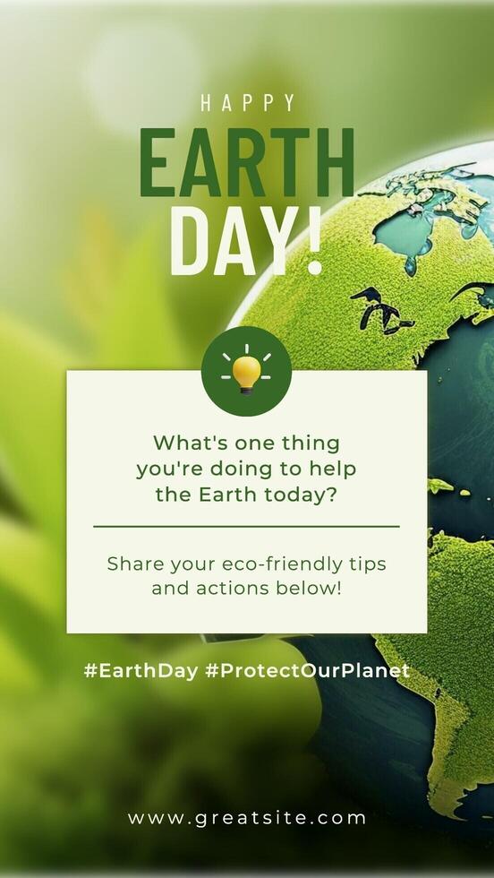 Green Minimalist Earth Day Question Instagram Story template