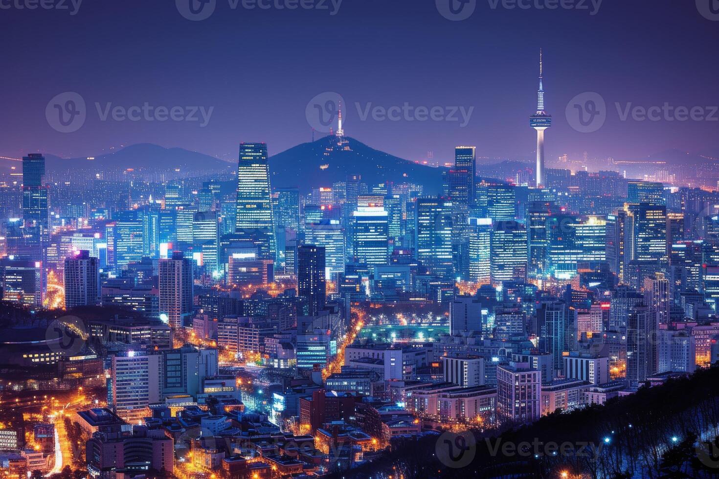 AI generated City skyline of Seoul photo