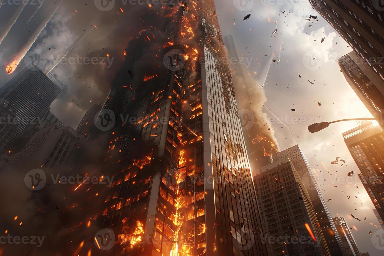 AI generated Building Caught in Flames photo